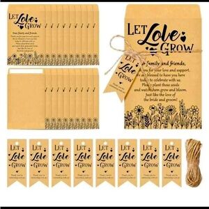 “Let love grow” seed favorite packets for wedding or shower.